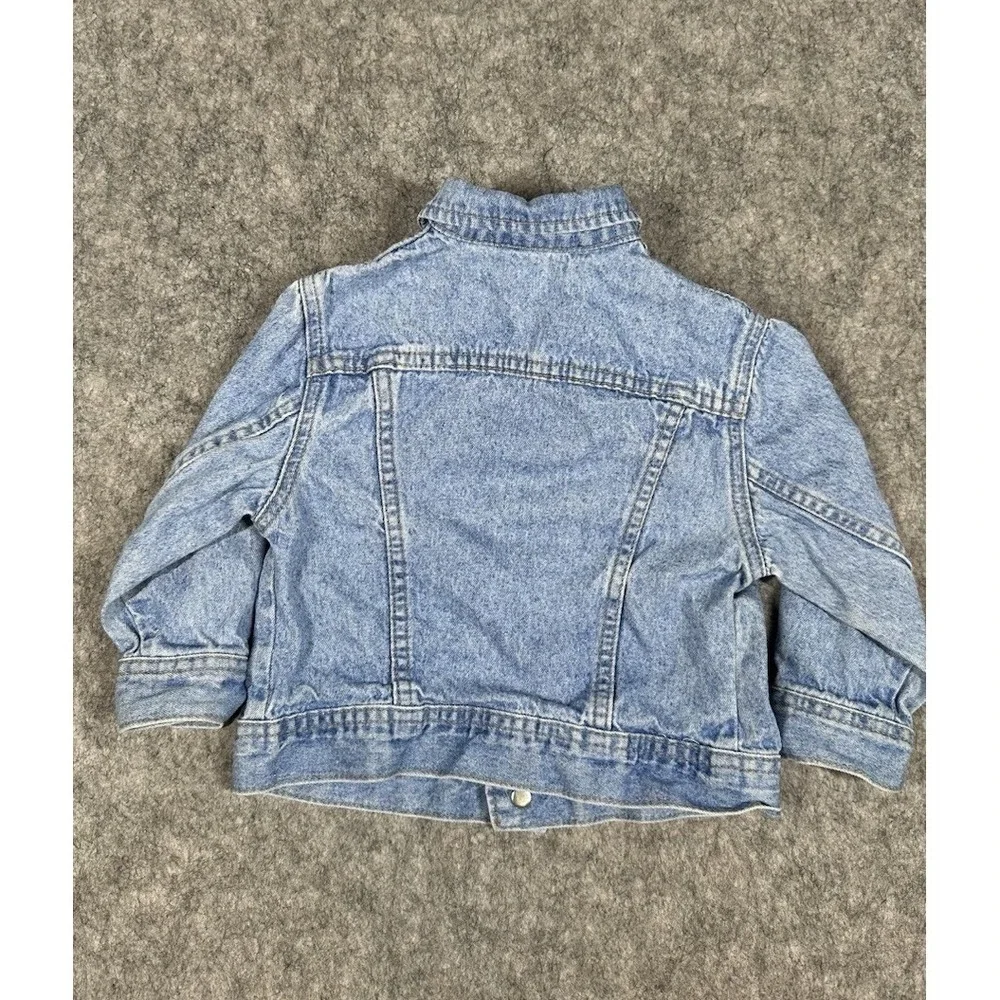 VTG LEE White Tab Button Front Denim Jean Jacket 90s Blue Baby 2T